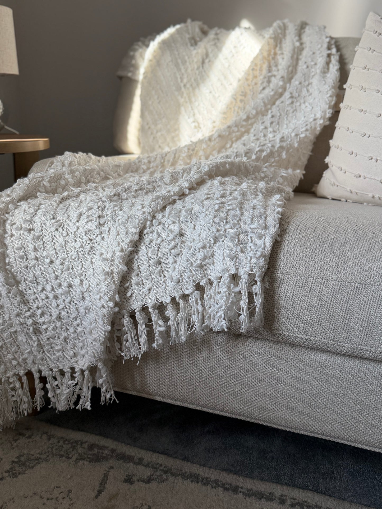 Woven Tasselled Throw - Natural