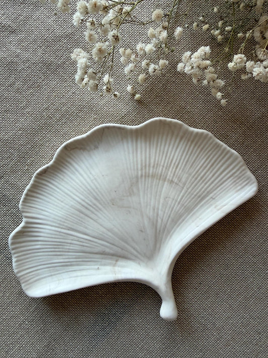 Marble Gingko Leaf Trinket Dish - Botanical Jesmonite