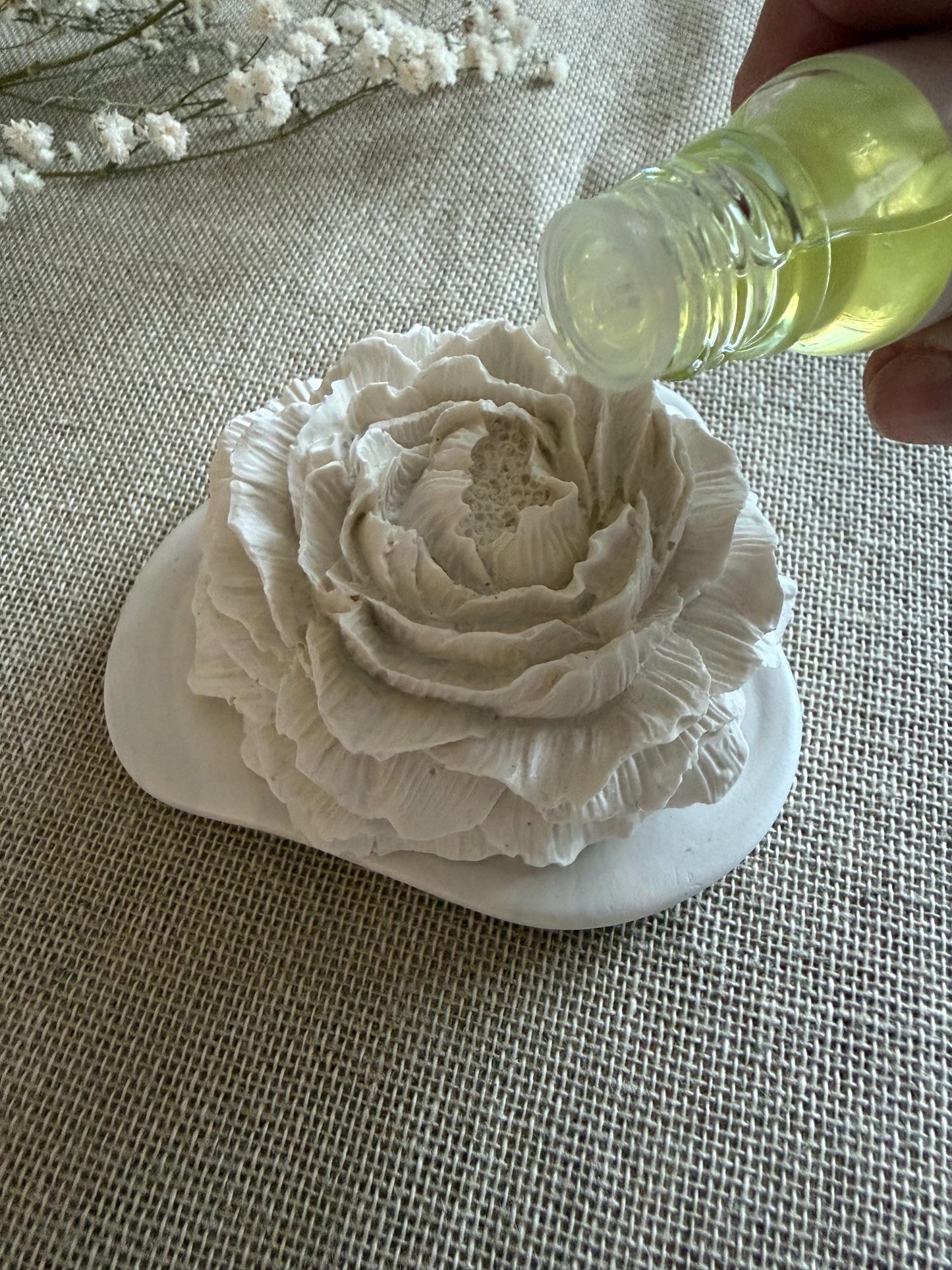 Peony Flower Oil Diffuser - Handmade Jesmonite Diffuser
