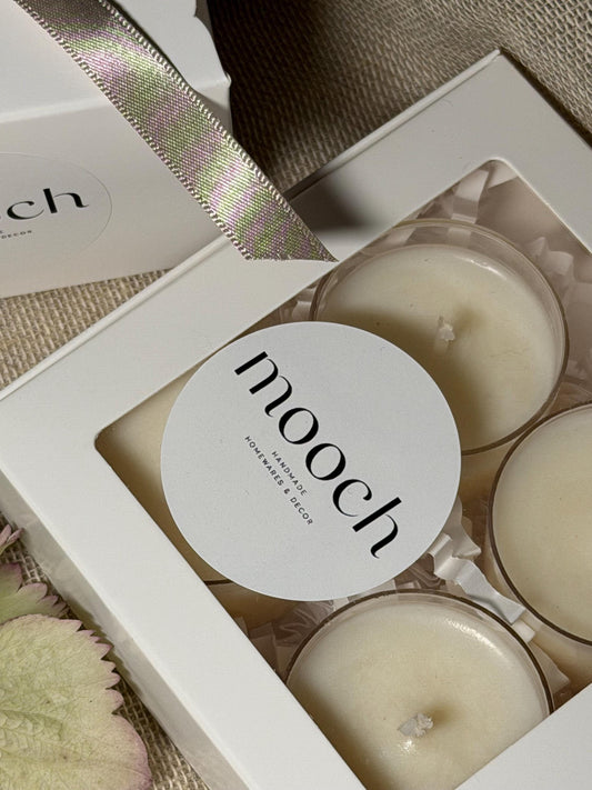 Hand-Poured Soy Wax Tea Light Candles - Box of 4