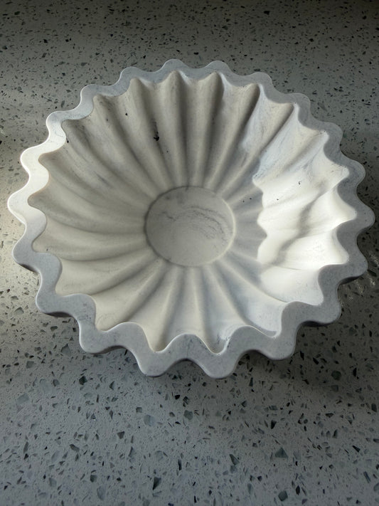 Soft Grey Marble Ripple Bowl