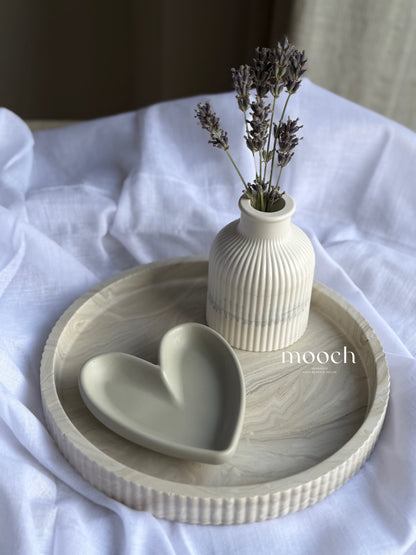 Round Ribbed Marble Effect Tray - Earth