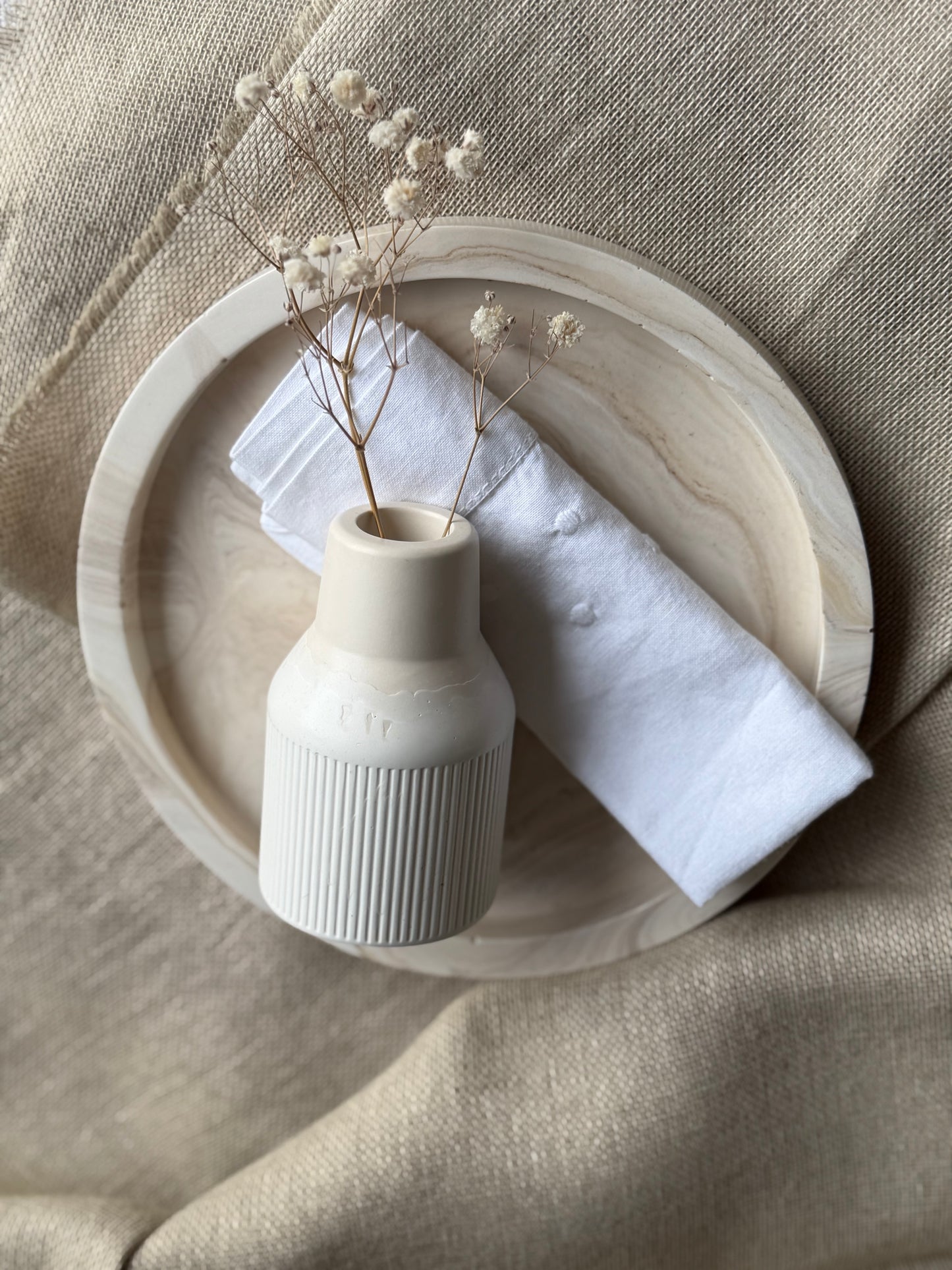 Round Marble Effect Tray - Sand