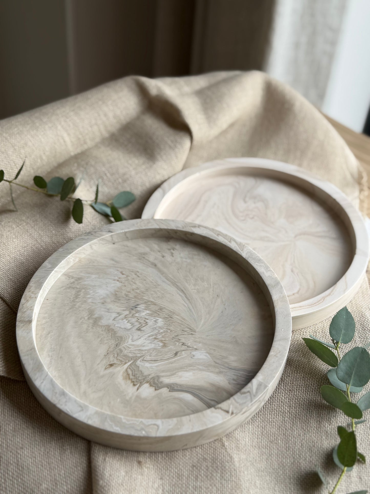 Round Marble Effect Tray - Earth