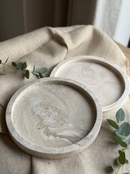 Round Marble Effect Tray - Earth