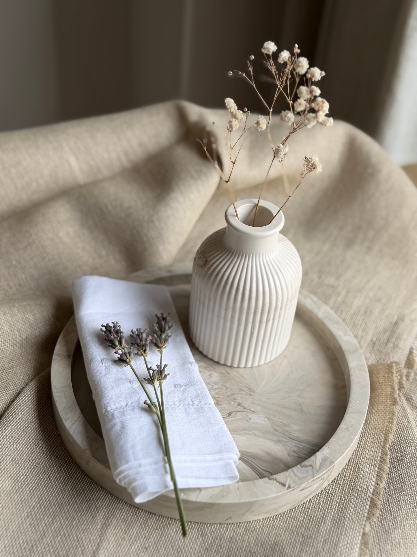 Round Marble Effect Tray - Earth