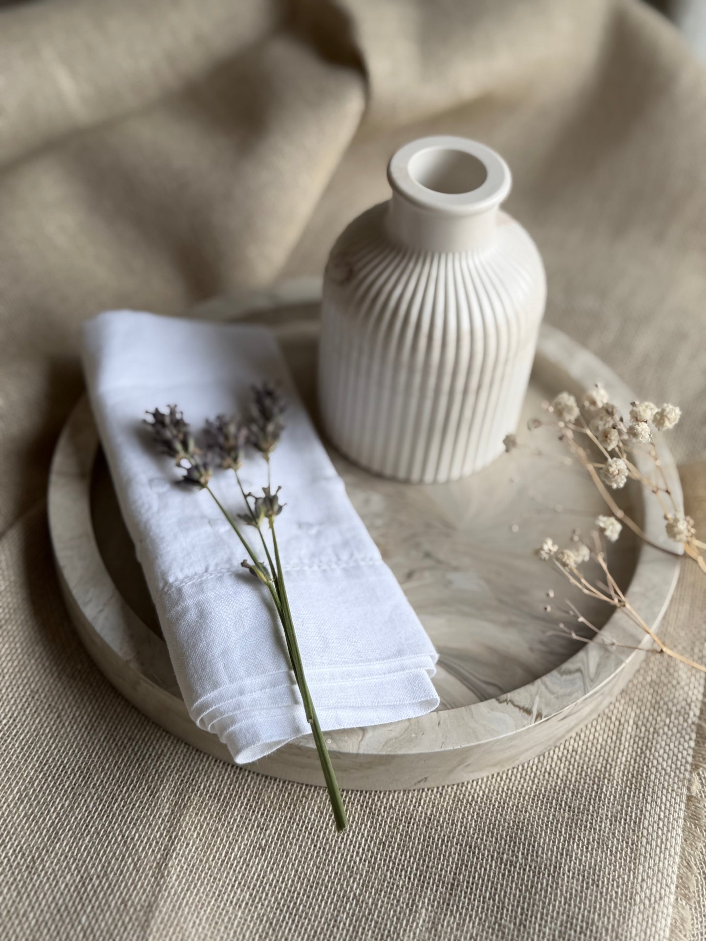 Round Marble Effect Tray - Earth