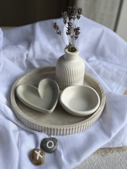 Round Ribbed Marble Effect Tray - Earth