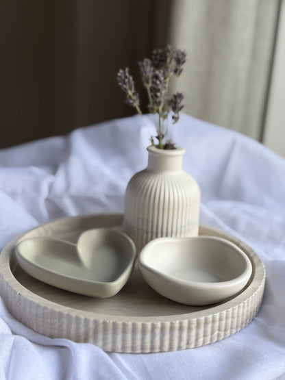 Round Ribbed Marble Effect Tray - Earth