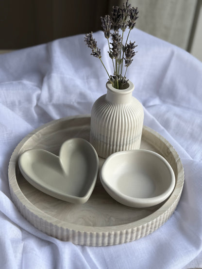 Round Ribbed Marble Effect Tray - Earth