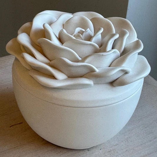Rose Trinket Pot - Handmade Jesmonite Pot with Lid